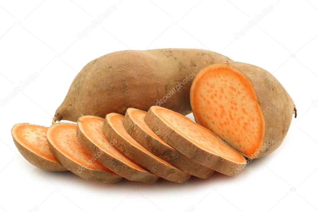 Sweet potato and a cut one