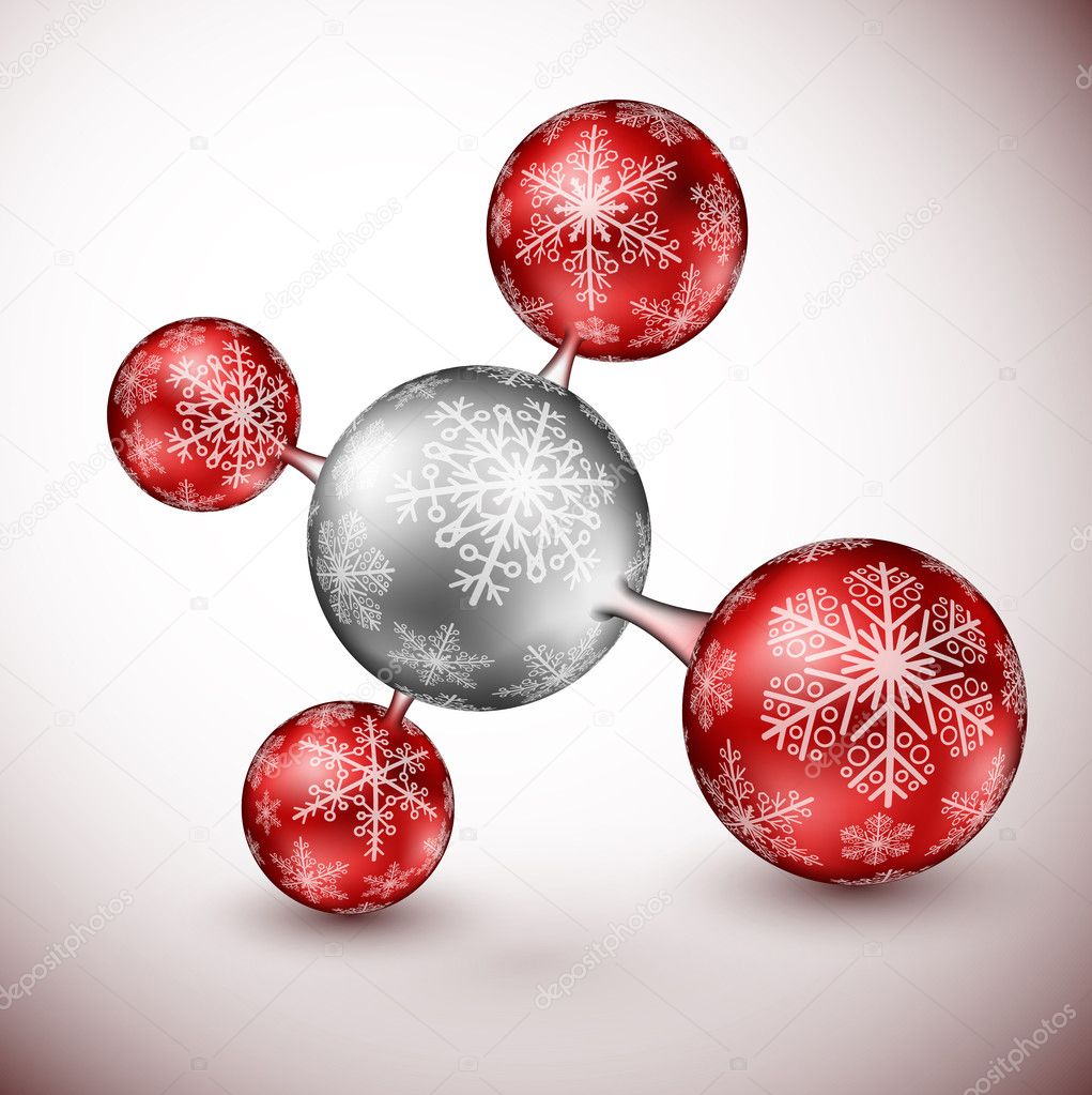 Christmas balls in shape the molecule