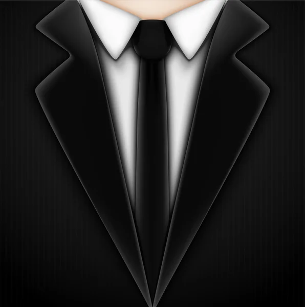 Esmoquin negro con corbata — Vector de stock