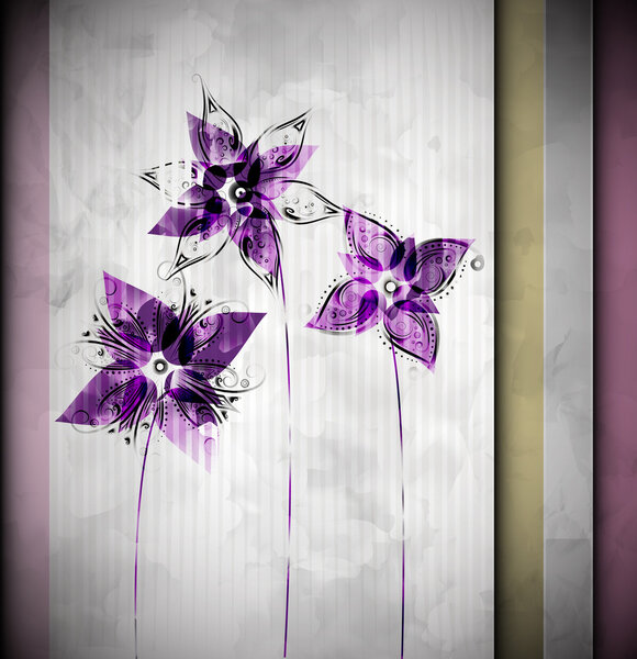 Watercolor background with flowers