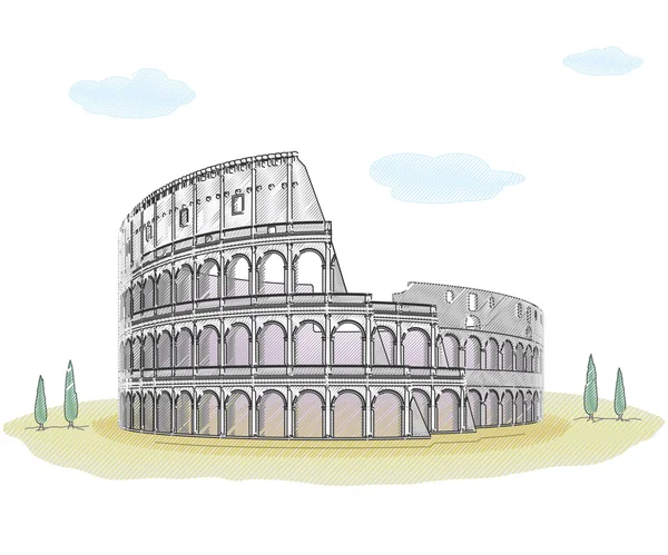 Coliseo - dibujo de boceto — Archivo Imágenes Vectoriales