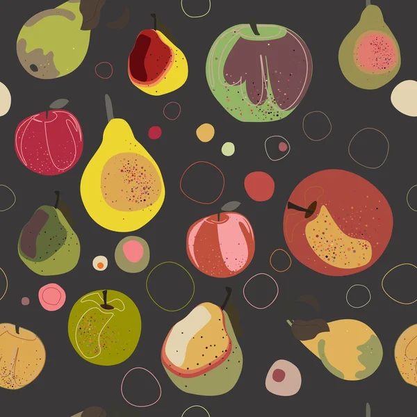 梨、リンゴのシームレスなパターン — ストックベクタ