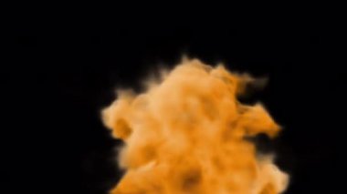 Şeffaf arkaplan animasyonunda 4K 'da yangın. Gerçekçi patlama ya da gaz ve alevin yanması 