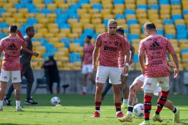 Rio, Brezilya - Ekim 03, 2021: Maracana Stadyumu 'nda düzenlenen Brezilya Şampiyonası' nın (serie A) 23. turuna kadar Flamengo 3 - 0 Athletic-PR arasındaki maçta Andreas oyuncusu