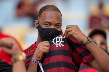 Rio, Brezilya - Ekim 03, 2021: Maracana Stadyumu 'nda düzenlenen Brezilya Şampiyonası' nın 23. turunda Flamengo 3 - 0 Athletic-PR arasındaki maç taraftarları