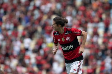 Rio, Brezilya - Ekim 03, 2021: Filipe Luis, Maracana Stadyumu 'nda düzenlenen Brezilya Şampiyonası' nda (serie A) 23.