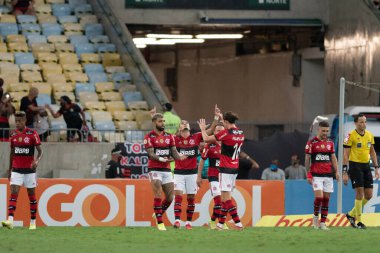 Rio, Brezilya - Ekim 03, 2021: Maracana Stadyumu 'nda düzenlenen Brezilya Şampiyonası' nın (serie A) 23. turuna kadar Flamengo 3 - 0 Athletic-PR arasındaki maçta Andreas oyuncusu
