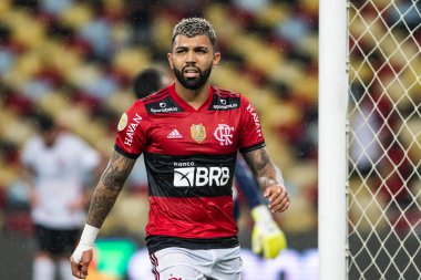 Rio, Brezilya - Ekim 03, 2021: Gabriel Barbosa (Gabigol) Maracana Stadyumu 'nda düzenlenen Brezilya Şampiyonası' nın 23. turunda Flamengo 3 - 0 Athletic-PR arasındaki maçta