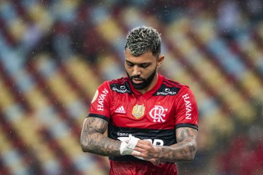 Rio, Brezilya - Ekim 03, 2021: Gabriel Barbosa (Gabigol) Maracana Stadyumu 'nda düzenlenen Brezilya Şampiyonası' nın 23. turunda Flamengo 3 - 0 Athletic-PR arasındaki maçta