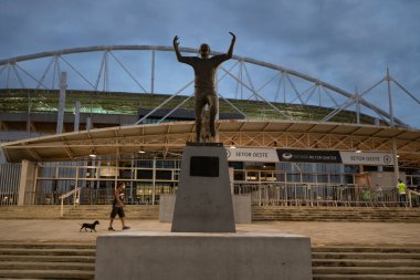 Rio, Brezilya - Ekim 02, 2021: Maç günü Nilton Santos Stadyumu 'nun (Engenhao) dış görünüşü