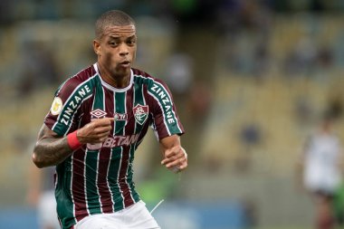 Rio, Brezilya - 23 Ekim 2021: Maracana Stadyumu 'nda oynanan Brezilya Şampiyonası (serie A) maçında Fluminense ile Flamengo arasındaki maçta Caio Paulista oyuncusu