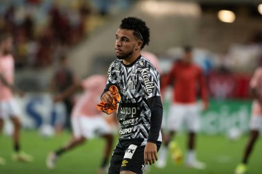 Rio, Brezilya - Aralık 06, 2021: Maracana Stadyumu 'nda oynanan Brezilya Şampiyonası' nda (serie A) Flamengo 0 - 1 Santos maçında Moraes oyuncusu