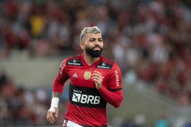 Rio, Brezilya - Aralık 06, 2021: Gabriel Barbosa (Gabigol) Maracana Stadyumu 'nda oynanan 31. Brezilya Şampiyonası (Serie A) maçında Flamengo 0-1 Santos arasındaki maçta