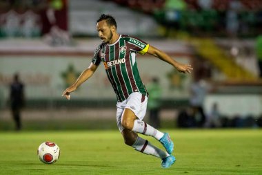 Rio, Brezilya - Şubat 2022: Yago Felipe Fluminense 1 - 0 Audax Rio arasında Luso Brasileiro Stadyumu 'nda oynanan Carioca Şampiyonası (Taca Guanabara) maçında 3.