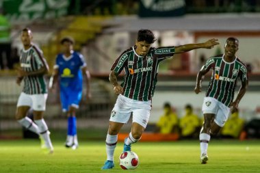 Rio, Brezilya - Şubat 2022: Fluminense 1 - 0 Audax Rio arasında Luso Brasileiro Stadyumu 'nda oynanan Carioca Şampiyonası' nda (Taca Guanabara) oynanan maçta Alman Cano oyuncusu