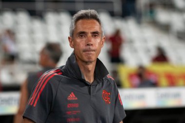 Rio, Brezilya - 23 Şubat 2022: Paulo Souza koçu Nilton Santos Stadyumu 'nda oynanan Carioca Şampiyonası (Taca Guanabara) 8. raundunda Botafogo 1 ile 3 Flamengo arasındaki maçta