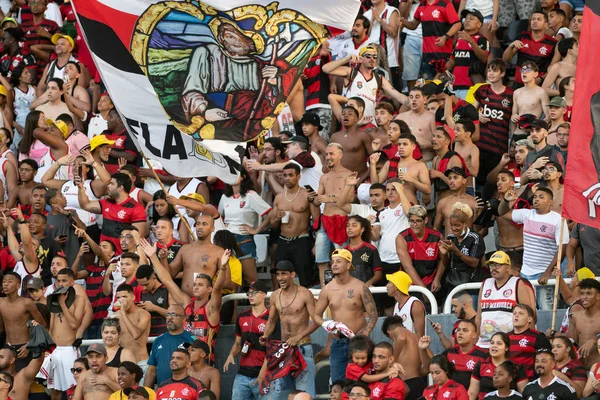 Rio Brésil Février 2022 Les Fans Dans Match Entre Flamengo — Photo