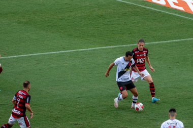 Rio, Brezilya - Mart 06, 2022: Nene ve Filipe Luis, Nilton Santos Stadyumu 'nda oynanan 9. Carioca Şampiyonası (Taca Guanabara) maçında, Flamengo ve Vasco arasındaki maçta oynadılar.