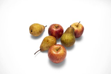 Armut, elma yakın plan. Kilo vermek için diyet. Sağlıklı meyveler. metin için boşluk kopyala