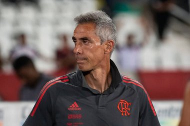 Rio, Brezilya - 23 Şubat 2022: Paulo Souza koçu Nilton Santos Stadyumu 'nda oynanan Carioca Şampiyonası (Taca Guanabara) 8. raundunda Botafogo 1 ile 3 Flamengo arasındaki maçta