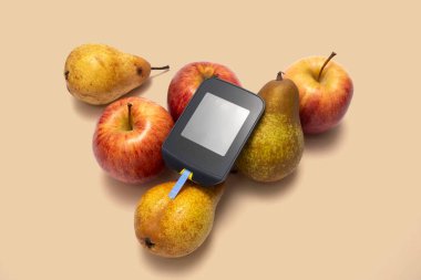 Armut, elma yakın plan. Kilo vermek için diyet. Sağlıklı meyveler. metin için boşluk kopyala