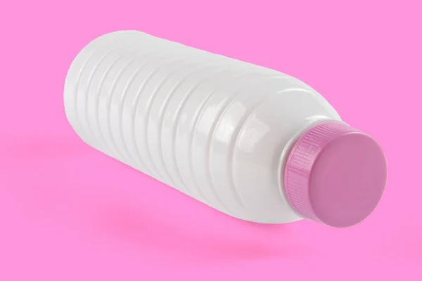 Tumbled White Plastic Yogurt Bottle Isolated — Stock Photo, Image
