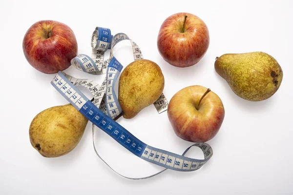Birne Apfel Aus Nächster Nähe Diät Zum Abnehmen Gesunde Früchte — Stockfoto