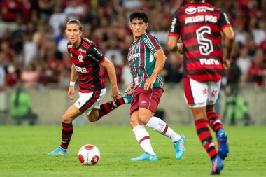 Rio, Brezilya - 30 Mart 2022: Maracana Stadyumu 'nda oynanan Carioca Şampiyonası final maçında Flamengo ve Botafogo arasında oynanan maçta Alman Cano oyuncusu