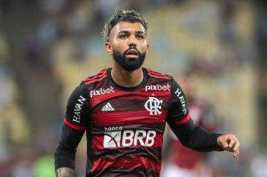 Rio, Brezilya - 30 Mart 2022: Gabriel Barbosa (Gabigol) Maracana Stadyumu 'nda oynanan Carioca Şampiyonası final maçında Flamengo ile Botafogo arasındaki maçta