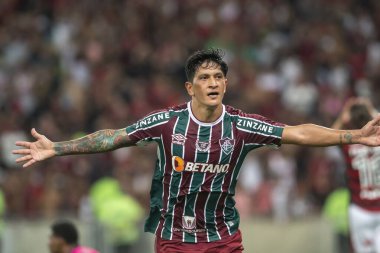 Rio, Brezilya - 30 Mart 2022: Maracana Stadyumu 'nda oynanan Carioca Şampiyonası final maçında Flamengo ve Botafogo arasında oynanan maçta Alman Cano oyuncusu