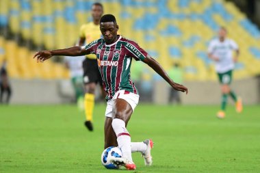 Rio, Brezilya - Nisan 06, 2022: Luiz Henrique Fluminense ile Oriente Petrolero arasındaki maçta Sudamerica Kupası, grup turu, Maracana Stadyumu