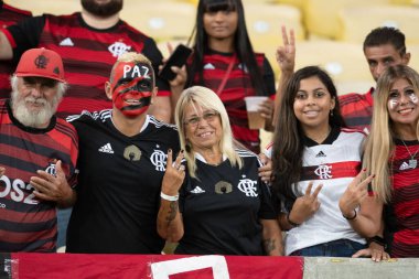 Rio, Brezilya - 12 Nisan 2022: Flamengo (BRA) ile Talleres (ARG) arasındaki maçta Libertadores Kupası 2022, Maracana Stadyumu 'nda grup turu