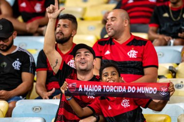 Rio, Brezilya - 12 Nisan 2022: Flamengo (BRA) ile Talleres (ARG) arasındaki maçta Libertadores Kupası 2022, Maracana Stadyumu 'nda grup turu