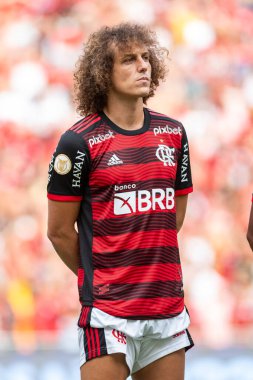 Rio, Brezilya - 17 Nisan 2022: David Luiz, Maracana Stadyumu 'nda düzenlenen Brezilya Şampiyonası' nın ikinci turunda Flamengo ile Sao Paulo arasındaki maçta oynadı.