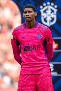 Rio, Brezilya - 17 Nisan 2022: Maracana Stadyumu 'nda düzenlenen Brezilya Şampiyonası' nın ikinci turunda Flamengo ile Sao Paulo arasındaki maçta hugo oyuncusu