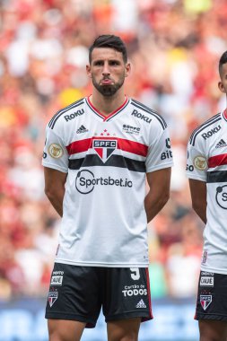 Rio, Brezilya - 17 Nisan 2022: Maracana Stadyumu 'nda düzenlenen Brezilya Şampiyonası' nın ikinci turunda Flamengo ile Sao Paulo arasındaki maçta Calleri oyuncusu