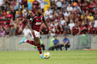Rio, Brezilya - 17 Nisan 2022: Maracana Stadyumu 'nda düzenlenen Brezilya Şampiyonası' nın ikinci turunda Flamengo ve Sao Paulo arasında oynanan maçta Rodnei oyuncusu