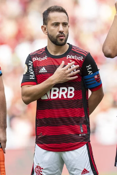 Rio, Brezilya - 17 Nisan 2022: Maracana Stadyumu 'nda düzenlenen Brezilya Şampiyonası' nın ikinci turunda Flamengo ile Sao Paulo arasındaki maçta Everton Ribeiro oyuncusu