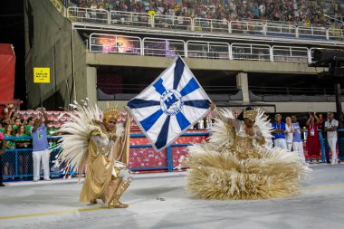 Rio, Brezilya - 20 Nisan 2022: Rio Karnavalı 'nda Unidos da Ponte, Marques de Sapucai Sambadrome, Rio de Janeiro / RJ.