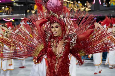Rio, Brezilya - 20 Nisan 2022: Rio Karnavalı 'nda Unidos da Ponte, Marques de Sapucai Sambadrome, Rio de Janeiro / RJ.