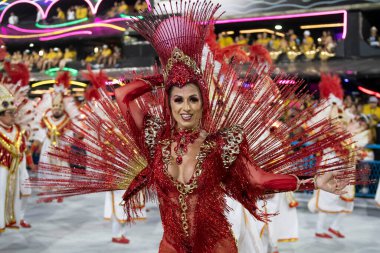 Rio, Brezilya - 20 Nisan 2022: Rio Karnavalı 'nda Unidos da Ponte, Marques de Sapucai Sambadrome, Rio de Janeiro / RJ.