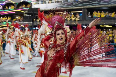 Rio, Brezilya - 20 Nisan 2022: Rio Karnavalı 'nda Unidos da Ponte, Marques de Sapucai Sambadrome, Rio de Janeiro / RJ.