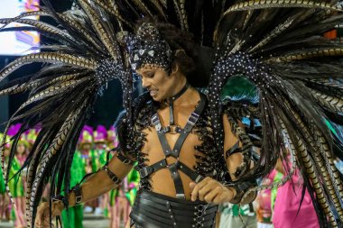 Rio, Brezilya - 21 Nisan 2022: Rio Karnavalı 'nda Samba Okul Lins Imperial, Marques de Sapucai Sambadrome' da düzenlendi