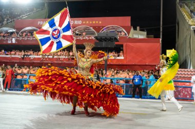 Rio, Brezilya - 21 Nisan 2022: Rio Karnavalı 'nda Samba School Academicos de Vigario Geral, Marques de Sapucai Sambadrome