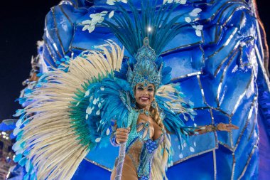 Rio, Brezilya - 21 Nisan 2022: Rio Karnavalı 'nda Samba School Academicos de Vigario Geral, Marques de Sapucai Sambadrome