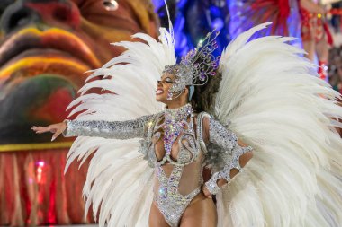 Rio, Brezilya - 21 Nisan 2022: Rio Karnavalı 'nda Samba School Academicos de Vigario Geral, Marques de Sapucai Sambadrome