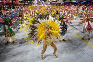 Rio, Brezilya - 21 Nisan 2022: Rio Karnavalı 'nda Samba School Academicos de Vigario Geral, Marques de Sapucai Sambadrome
