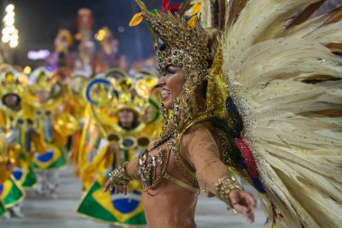 Rio, Brezilya - 21 Nisan 2022: Rio Karnavalı 'nda Samba School Academicos de Vigario Geral, Marques de Sapucai Sambadrome