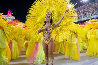 Rio, Brezilya - 22 Nisan 2022: Rio Karnavalı 'nda Samba Okul Mangueira, Marques de Sapucai Sambadrome' da düzenlendi