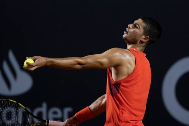 Rio, Brezilya - 17 Şubat 2022: Carlos Alcaraz (ESP) Rio Open 2022 'de ATP 500 turnuvasında Federico Delbonis' e (ARG) karşı oynadı